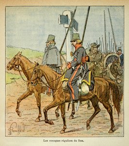 Illustration von Louis Bombled (1862-1927) aus dem Buch „Das Memorial von Saint Helena“ von Graf Emmanuel de Las Cases (1766-1842): Die Kosaken des Don, Private Sammlung von Louis Charles Bombled
