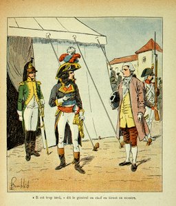 Illustration von Louis Bombled (1862-1927) aus dem Buch „Das Memorial von Saint Helena“ von Graf Emmanuel de Las Cases (1766-1842): Der Vertreter von Venedig versucht, mit Bonaparte zu verhandeln, Privatbesitz