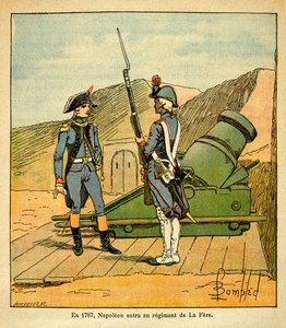 Illustration von Louis Bombled aus dem Buch „Das Memorial von Saint Helene“ von Graf Emmanuel de Las Cases: 1787 trat Napoleon Bonaparte als Leutnant in das Regiment von La Fere ein von Louis Charles Bombled