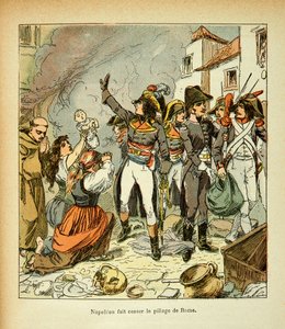 Illustration von Louis Bombled (1862-1927) aus dem Buch „Das Memorial von St. Helena“ von Graf Emmanuel de Las Cases (1766-1842): Bonaparte stoppt die Plünderung Roms von Louis Charles Bombled