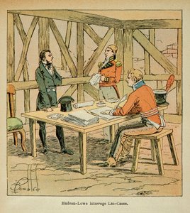 Illustration von Graf Emmanuel de Las Cases: Gouverneur Hudson Lowe befragt Las Cases von Louis Charles Bombled
