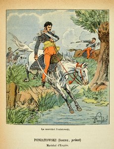 Illustration aus dem Buch „The Memorial of Saint Helene“ von Graf Emmanuel de Las Cases: Porträt von Marschall Jozef Antoni Poniatowski von Louis Charles Bombled