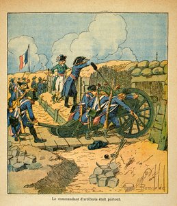 Illustration von Louis Bombled (1862-1927) aus dem Buch „Das Memorial von Saint Helena“ von Graf Emmanuel de Las Cases (1766-1842): Napoleon Bonaparte bei der Belagerung von Toulon im Jahr 1793, Private Sammlung von Louis Charles Bombled