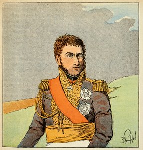 Illustration von Louis Bombled aus dem Buch „Das Memorial von Saint Helene“ von Graf Emmanuel de Las Cases: Porträt des Marschalls Louis Gabriel Suchet, Herzog von Albufera