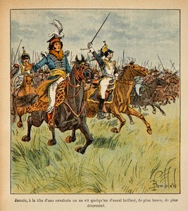 Illustration von Louis Bombled aus dem Buch „Das Memorial von Saint Helene“ von Graf Emmanuel de Las Cases: Joachim Murat führt seine Kavallerie an