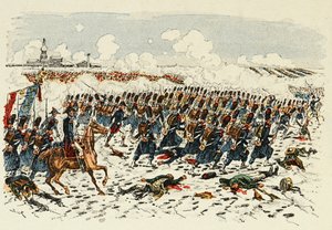 Illustration aus dem Buch „The heros of the century“, anekdotische Erzählungen von Dick de Lonlay und illustriert von Louis Bombled