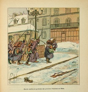 Die Armee der Loire von Eugene Sergent, genannt Grenest, illustriert von Louis Bombled (Französisch-Deutscher Krieg; Feldzug von 1870-1871): Einzug der Preußen in die Stadt Le Mans im Januar 1871 von Louis Charles Bombled