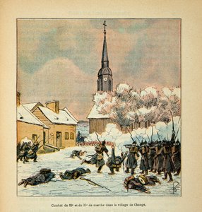 Die Armee der Loire von Eugene Sergent, genannt Grenest, illustriert von Louis Bombled (Französisch-Deutscher Krieg; Feldzug von 1870-1871): Schlacht von 62. und 37. Marsch im Dorf Change im Januar 1871