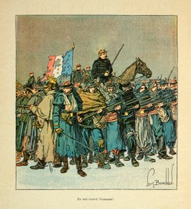 Die Armee der Loire von Eugene Sergent, genannt Grenest, illustriert von Louis Bombled (1862-1927) (Deutsch-Französischer Krieg; Feldzug von 1870-1871): Allegorie für die Armee der Loire „Sie haben die Ehre gerettet“, Privatbesitz von Louis Charles Bombled