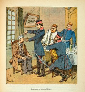 Die Armee der Loire von Eugene Sergent, genannt Grenest, illustriert von Louis Bombled (1862-1927) (Deutsch-Französischer Krieg; Feldzug von 1870-1871): Eine Szene des Schlafwandelns, Privatbesitz