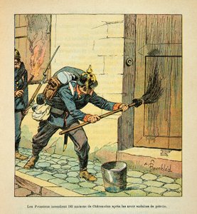 Die Armee der Loire von Eugene Sergent, genannt Grenest, illustriert von Louis Bombled (1862-1927) (Deutsch-Französischer Krieg; Feldzug von 1870-1871): Die Preußen setzen 193 Häuser in Brand, nachdem sie die Stadt Châteaudun erobert haben, nachdem sie sie von Louis Charles Bombled