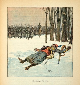Die Armee der Loire von Eugene Sergent, illustriert von Louis Bombled (Deutsch-Französischer Krieg; Feldzug von 1870-1871): Heldentod eines Turcos im Dezember 1870 von Louis Charles Bombled
