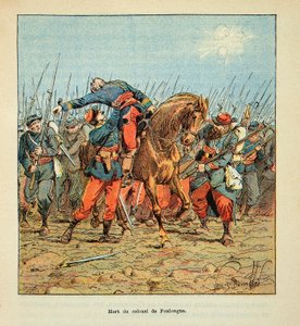 Die Armee der Loire von Eugene Sergent, illustriert von Louis Bombled (Deutsch-Französischer Krieg; Feldzug von 1870-1871): Schlacht von Coulmiers am 9. November 1870, Tod von Oberst Couderc de Fonlongue
