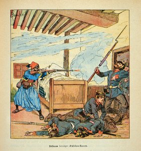 Die Armee der Loire von Eugene Sergent, illustriert von Louis Bombled (Deutsch-Französischer Krieg; Feldzug von 1870-1871): Heroische Verteidigung des Turco Ali ben Kacem des 3. Regiments der Tirailleurs während der Kämpfe von Juranville im November von Louis Charles Bombled