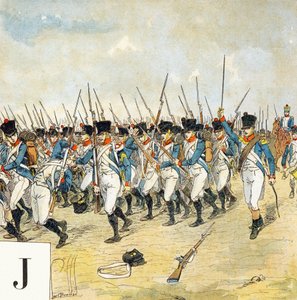Buchstabe J: Junge Garde, "Je serai soldat" - Militäralphabet von Louis Charles Bombled