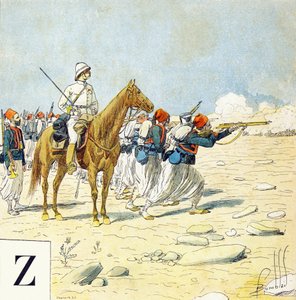 Buchstabe Z: Zuaven, "Je serai soldat" - Militäralphabet von Louis Charles Bombled
