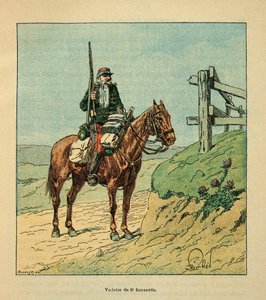 Die Armee der Loire von Eugene Sergent, bekannt als Grenest, illustriert von Louis Bombled (Deutsch-Französischer Krieg; Feldzug von 1870-1871): Stern der 6. Husaren, engagiert während der Schlacht von Toury im Oktober 1870 von Louis Charles Bombled