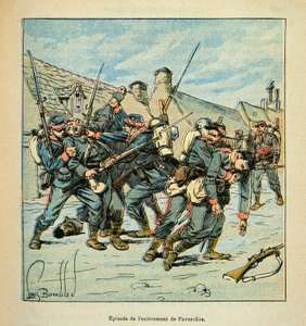 Die Armee der Loire von Eugene Sergent, illustriert von Louis Bombled (Deutsch-Französischer Krieg; Feldzug von 1870-1871): Kampf zwischen Preußen und Franzosen, 1870