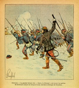Die Ost-Armee von Eugene Sergeant, genannt Grenest, illustriert von Louis Bombled (1862-1927) (Deutsch-Französischer Krieg; Feldzug von 1870-1871): Januar 1871, Hericourt, General Cremer ruft „Bravo, La Gironde“, als er die Motive von Oberstleutnant sieht