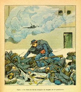 Die östliche Armee: Dijon, Januar 1871, der Jäger Victor Curtat ergriff die Fahne des 61. Pommerschen Regiments von Louis Charles Bombled