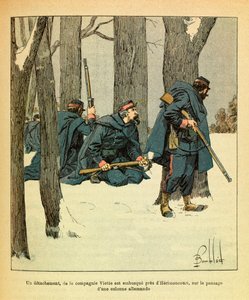 Die östliche Armee: Januar 1871, ein Detachement der Viette-Kompanie geriet in einen Hinterhalt bei Herimoncourt, beim Durchgang einer deutschen Kolonne von Louis Charles Bombled