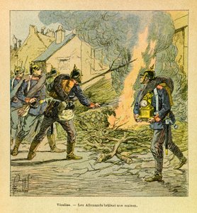Die östliche Armee: In Vezelise, die Preußen brennen nach der Invasion der Stadt ein Haus nieder