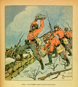 Die Ost-Armee von Eugene Sergeant, illustriert von Louis Bombled: Die roten Hemden von Garibaldi vor Fontaine von Louis Charles Bombled
