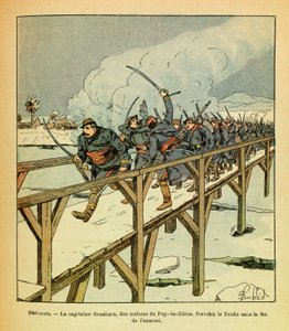 Die Ost-Armee von Eugene Sergeant, illustriert von Louis Bombled: Kapitän Grosliers überquert den Doubs unter feindlichem Feuer von Louis Charles Bombled