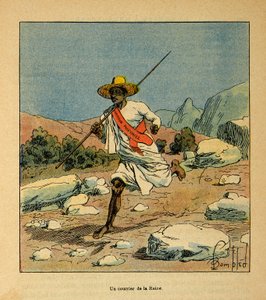 Der Krieg in Madagaskar - Anekdotische Geschichte der französischen Expeditionen von 1885-1895 von Henri Galli, illustriert von Louis Bombled: Ein Kurier von Königin Ranavalona 1895 von Louis Charles Bombled