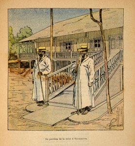 Der Krieg in Madagaskar - Anekdotische Geschichte der französischen Expeditionen von 1885-1895 von Henri Galli, illustriert von Louis Bombled: Der Pavillon von Königin Ranavalona in Tananarive, 1895 von Louis Charles Bombled