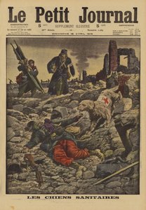 Einsatz von Rettungshunden zur Suche nach Verwundeten, Frankreich, Erster Weltkrieg, 1915 von Louis Charles Bombled