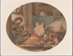 Interieur mit Familie mit sechs Kindern von Louis Charles Gautier Dagoty