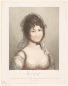 Junge Frau mit Schleier und hochgestecktem lockigem Haar von Louis Charles Ruotte