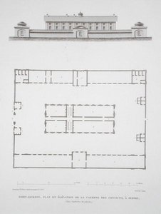 Plan und Aufriss des Sträflingsgebäudes in Port Jackson, nahe Sydney, aus 