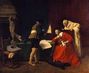 Richelieu studiert die Angriffspläne für die Belagerung von La Rochelle