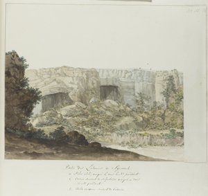 Teil der Latomies-Höhlen bei Syrakus (Voyage en Italie, en Sicile et à Malte - 1778) von Louis Ducros