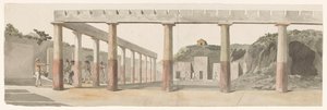 Ansicht der römischen Kasernen und Kolonnaden in Pompeji von Louis Ducros