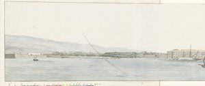 Ansicht des Hafens von Messina und der Berge von Kalabrien vom Kai