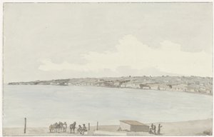 Ansicht der Halbinsel Pausilype mit dem alten Palast der Königin Jeanne und der Landschaft von Sannazar vom Balkon des Gasthauses