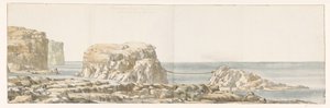 Ansicht eines Felsens, der sich von der Küste in der Bucht von Gozo gelöst hat von Louis Ducros