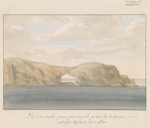 Ansicht eines durchbrochenen Felsens auf der kleinen Insel Cumina bei Gozo (Voyage en Italie, en Sicile et à Malte - 1778)