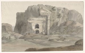 Gräber mit dorischem Giebel in Felsen gehauen in der Umgebung von Syrakus von Louis Ducros