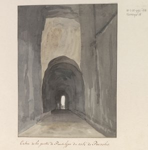 Eingang der Grotte Crypta Neapolitana (oder Grotta di Posillipo) an der Küste von Pozzuoli (Voyage en Italie, en Sicile et à Malte - 1778)