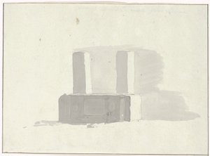 Alte Sarkophag, der als Tränke in Terracina dient (Voyage en Italie, en Sicile et à Malte - 1778) von Louis Ducros