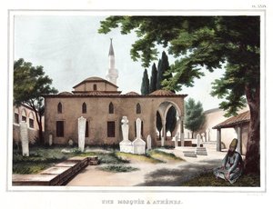 Eine Moschee in Athen. in „Reise nach Athen und Konstantinopel, oder Sammlung griechischer und osmanischer Porträts, Ansichten und Kostüme, nach der Natur gemalt, lithographiert und koloriert von Louis Dupre (1789-1837), Schüler von David.1825. von Louis Dupré
