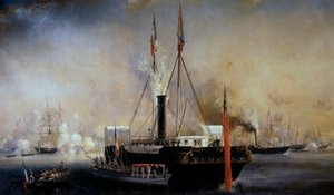 König Louis Philippe I. und die Königin der Franzosen treffen Königin Victoria und Prinz Albert, die am 2. September in Treport angekommen sind von Louis Eugene Gabriel Isabey