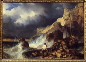 Schmuggler tragen Waren von Louis Eugene Gabriel Isabey