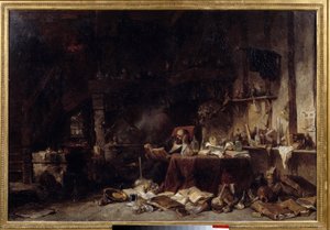Die Werkstatt des Alchemisten von Louis Eugene Gabriel Isabey