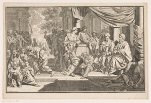Paulus und Barnabas predigen vor dem Tempel
