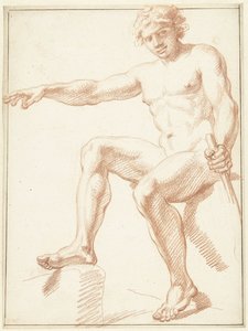 Studie eines männlichen Aktes, sitzend mit ausgestrecktem Arm von Louis Fabritius Dubourg